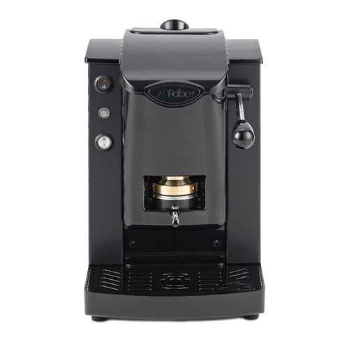 FABER SLOT PLAST BASIC - MACCHINA PER CAFFE'' CON PRESSACIALDA IN OTTONE - TELAIO IN METALLO NERO E FRONTALE IN POLICARBONATO NERO