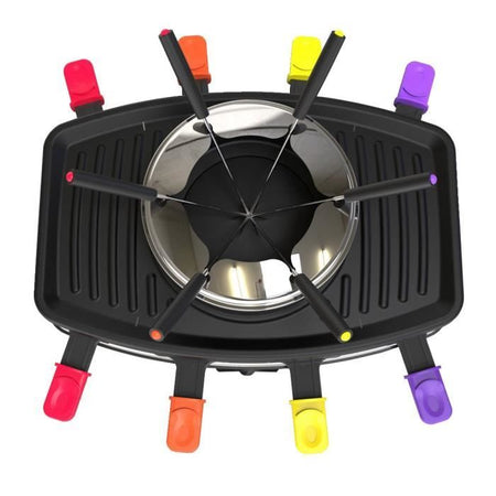 FAGOR - FG816 tergicristallo combinato 3 in 1 + fonduta + grill - 1100 W - capacità 1,5 L - 8 poelon + 6 plettri per fonduta