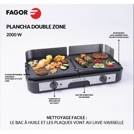 FAGOR - FG823 - Plancha extra large in acciaio inox - 2200 W