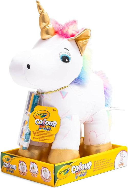 Crayola Colour Me Plush, Peluche Unicorno Colorabile con 3 Pennarelli