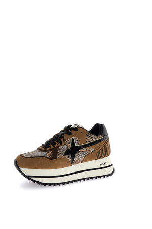 W6yz scarpe donna Home DEVA W. - Sneakers in tessuto tecnico e suede - Brown/black/dark brown 2017405411D33