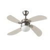 FARELEK - BERMUDES  107 cm - Ventilatore da soffitto reversibile, 4 pale rovere chiaro + illuminazione 1 globo 60W E27 - 112423