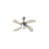 FARELEK - BERMUDES  107 cm - Ventilatore da soffitto reversibile, 4 pale rovere chiaro + illuminazione 1 globo 60W E27 - 112423