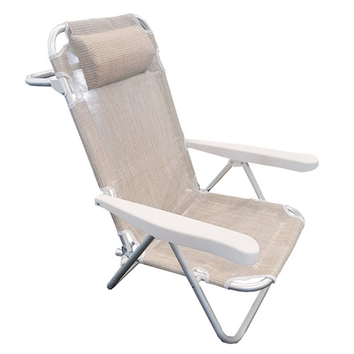 Poltrona Joy sedia a sdraio spiaggina da balcone e veranda con braccioli pieghevole in alluminio