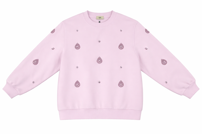 Felpa donna Jijil rosa con applicazioni decorative