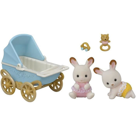 Sylvanian Families - 5432 - Gemelli coniglietti di cioccolato e passeggino doppio - Mobili