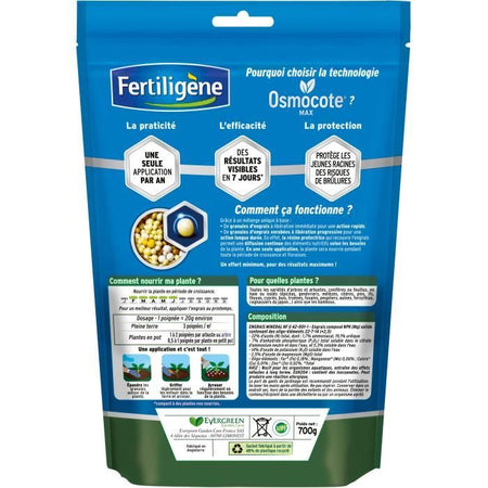 FERTILIGeNE - Osmocote max Concime a lungo termine Arbusti, Bosso, Conifere, Siepi 700g