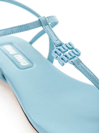 Miu Miu Sandalo Infradito in Vernice Azzurra da donna