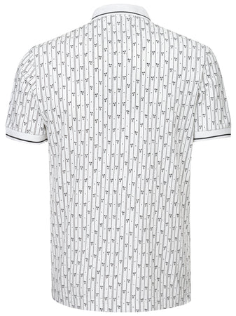 Dolce & Gabbana Polo in Piquet Bianca con Stampa Allover da uomo