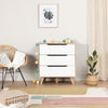 FINLANDIA VANKKA Cassettiera scandinava in rovere e bianco opaco + gambe in legno massello - L 80 cm