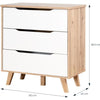FINLANDIA VANKKA Cassettiera scandinava in rovere e bianco opaco + gambe in legno massello - L 80 cm