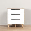 FINLANDIA VANKKA Cassettiera scandinava in rovere e bianco opaco + gambe in legno massello - L 80 cm