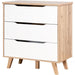 FINLANDIA VANKKA Cassettiera scandinava in rovere e bianco opaco + gambe in legno massello - L 80 cm
