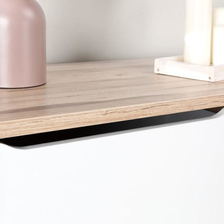 FINLANDIA VANKKA Cassettiera scandinava in rovere e bianco opaco + gambe in legno massello - L 80 cm