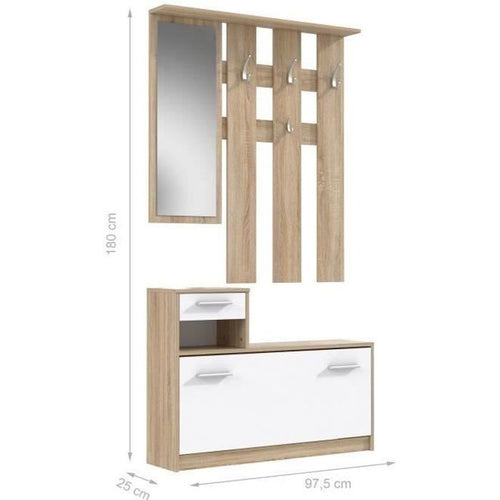 Carico d'ingresso Pili con arredamento a specchio scandinavo Chene et blanc - L 97 cm