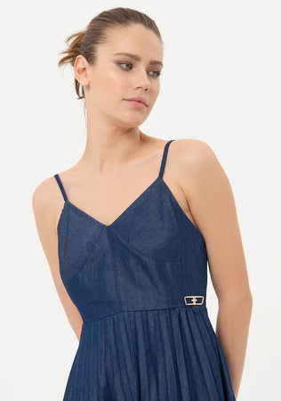 Fracomina Abito donna mini dress plisse' bluedenim