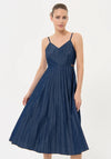 Fracomina Abito donna mini dress plisse' bluedenim