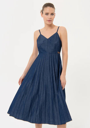 Fracomina Abito donna mini dress plisse' bluedenim