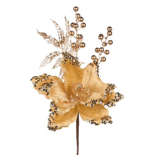 Fiore decorativo magnolia color oro per decorazioni e composizioni di fiori da 46 cm