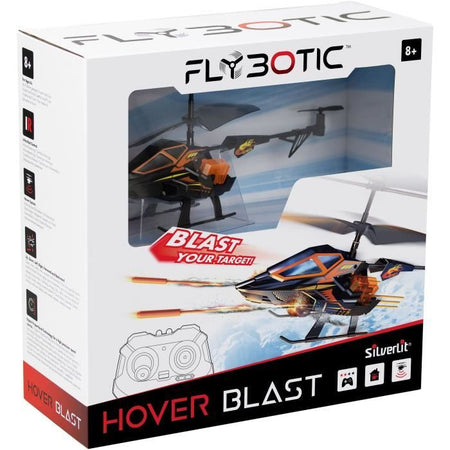 Helicóptero teledirigido - FLYBOTIC - Helico Hover Blast - 23 cm - naranja y negro - 8 aos