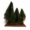 Set di tre alberi per presepe natalizio con base in legno e muschio
