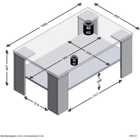 Tavolino - Decoro Matera e Rovere Artisan - L100 x H46 x P60 cm - Made in Germany