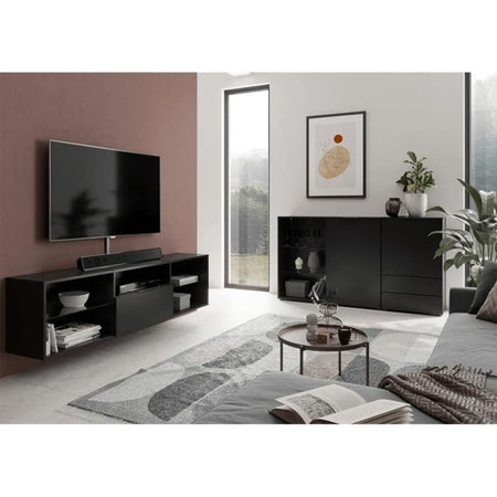 Mobile basso per TV/Hifi - Decorazione nera - L153,5 x A52 x P31,5 cm - Made in Germany