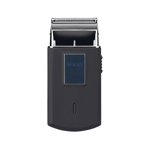 SOGO Mini rasoio elettrico wireless ricaricabile da viaggio con 35 min di autonomia e display led - 3w - nero