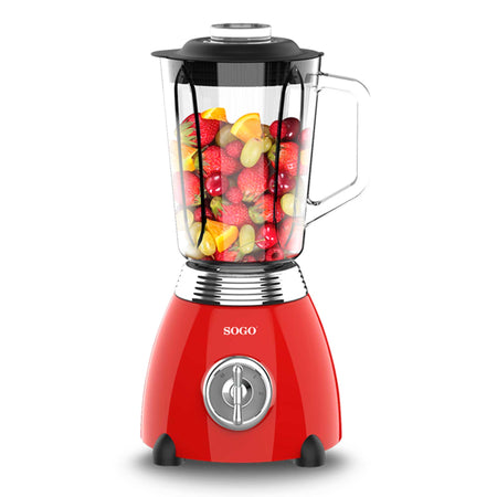 SOGO Frullatore rosso 500W 1.5L 2 velocità lame acciaio inox