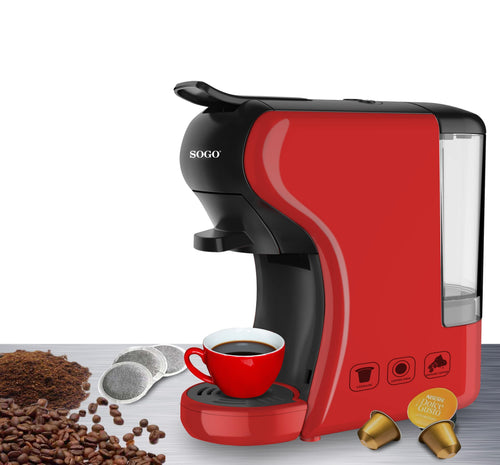 SOGO Macchina da caffè espresso 3-in-1 multi-capsule - 19 bar - 0,6l - 1450w - rosso