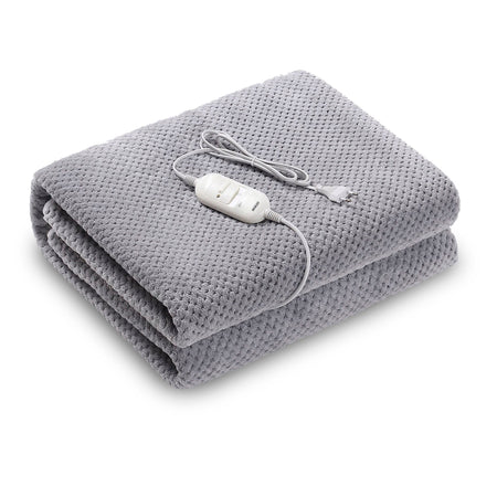 SOGO Coperta elettrica xl in lana di corallo e poliestere - 150 x 80 cm - 60w - grigio