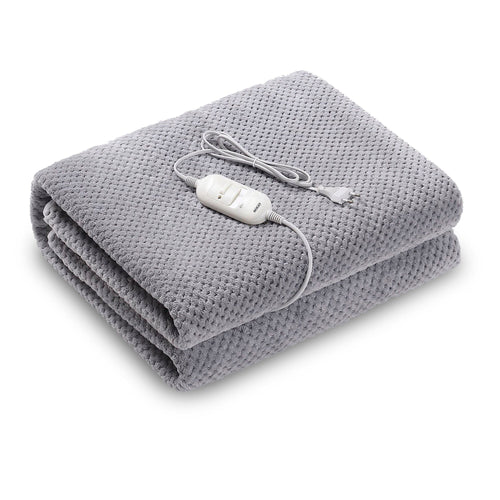 SOGO Coperta elettrica xl in lana di corallo e poliestere - 150 x 80 cm - 60w - grigio