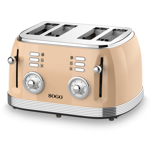 SOGO Tostapane retrò a 4 fette - colore beige - 1500w
