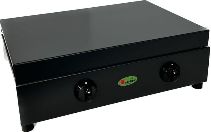 CFParker Fornello a Gas 2 Fuochi Gpl / Metano Grigio con Piano in Acciaio Inox mod. FO200GSPGP