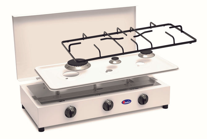 CFParker Fornello a Gas 3 Fuochi Gpl / Metano con Piano Estraibile mod. FO300CBGP