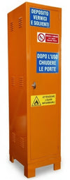 Armadio per stoccaggio prodotti infiammabili monoblocco in lamiera sp. 10/10 cm. 50x55x200h