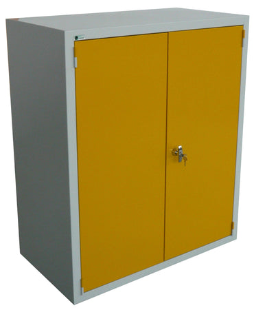 Armadio basso in lamiera per officine con ante a battente fornito monoblocco cm. 100x50x100h