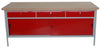 Banco monoblocco con top in legno di faggio sp. mm. 40 con ante e cassetti cm. 200x75x88h
