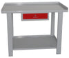 Banco monoblocco con top in lamiera con bordo perimetrale anticaduta e cassetto centrale cm. 120x70x88h