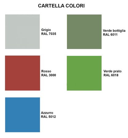 Armadio officina verniciato con ante battenti realizzato in lamiera sp. 10/10 con ripiani regolabili e cassetti cm. 100x60x200h