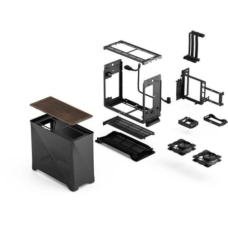 Case per PC - FRACTAL DESIGN - Era 2 Charcoal - m-ITX, 2 ventole da 120 mm, USB3.1 Type C, scheda riser PCIe 4.0