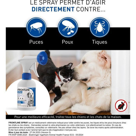 FRONTLINE Spray - Antipulci e antizecche per cani e gatti - 250 ml