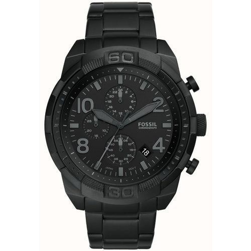 Orologio Fossil Bronson uomo quadrante nero bracciale in acciaio inossidabile nero FS5712