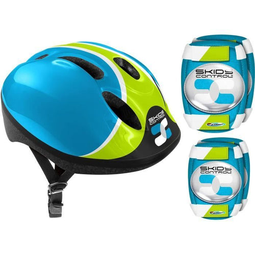BLUE COMBO (casco + ginocchiere e gomitiere) SKIDS CONTROL