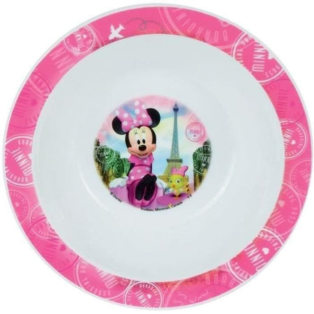Set stoviglie Disney Minnie - FUN HOUSE - 006377 - Vetro, piatto fondo, piatto piano, bottiglia, scatola snack e posate