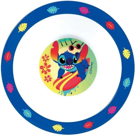 Set di piatti - FUN HOUSE - STITCH AND ANGEL - Bicchiere, piatto 22 cm e 16 cm, posate, borraccia e snack box