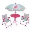 FUN HOUSE 713088 ROSA FIAMMA Mobili da giardino con un tavolo, 2 sedie pieghevoli e un ombrellone per bambini