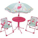 FUN HOUSE 713088 ROSA FIAMMA Mobili da giardino con un tavolo, 2 sedie pieghevoli e un ombrellone per bambini