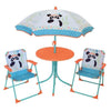 FUN HOUSE 713095 PANDA INDIANO Mobili da giardino con un tavolo, 2 sedie pieghevoli e un ombrellone per bambini