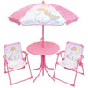 Mobili da giardino - FUN HOUSE - Mobili da giardino Unicorno: Tavolo H.46 x 46 cm, 2 sedie pieghevoli, ombrellone H.125 x 100 cm
